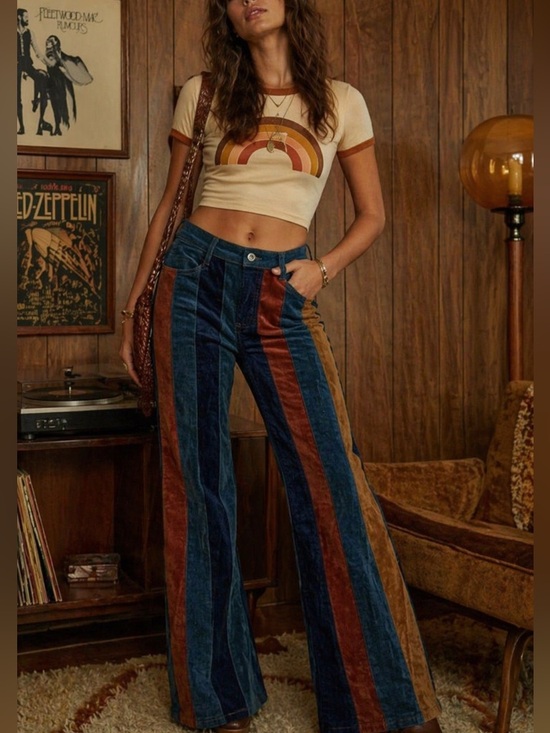 West Of Melrose Denim - West of Melrose Striped Corduroy Flare Jeans